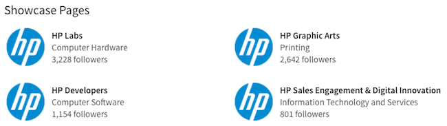 HP LinkedIn Showcase Pages