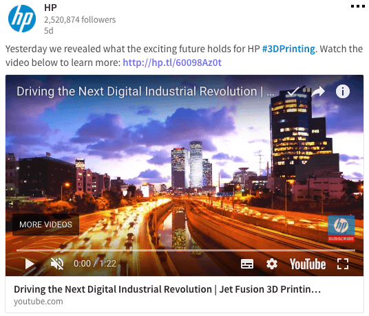 HP - LinkedIn Page Content