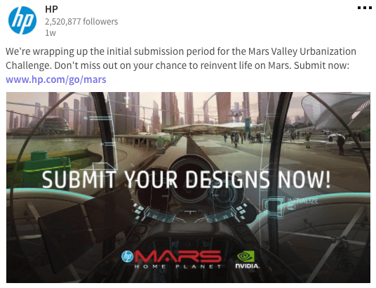 HP - LinkedIn Page Content