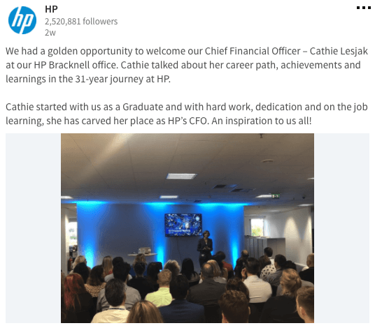 HP LinkedIn Page Content
