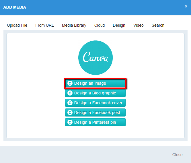 Sendible's compose box - Canva integration - design an image