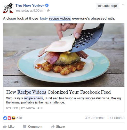 how recipe videos colonized your facebook feed