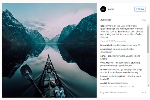 GoPro publish stunning visual photos on Instagram.