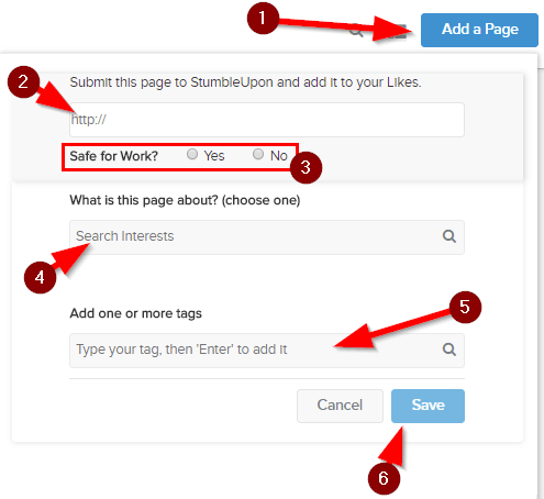 StumbleUpon Tips - Adding Your Page