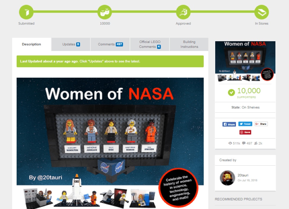 Lego - Women of NASA collaboration