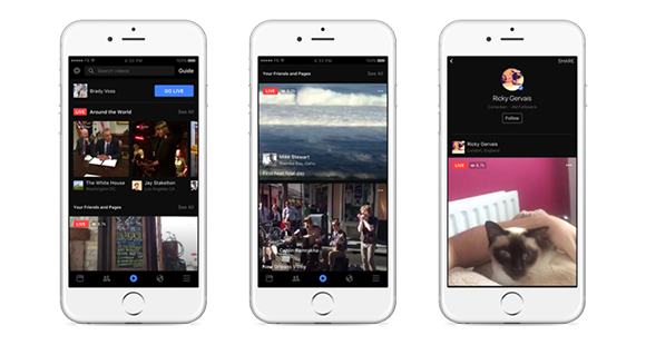 Facebook Live video streaming options