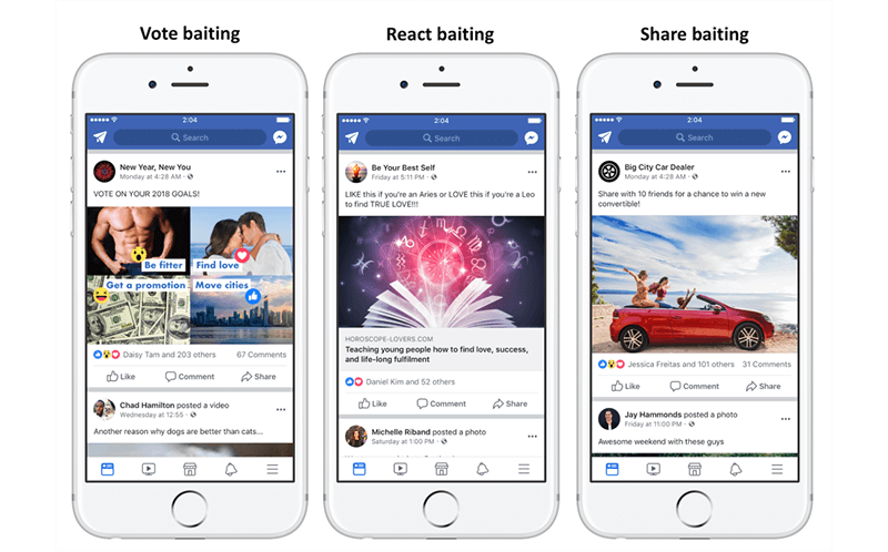 Engagement baiting on Facebook