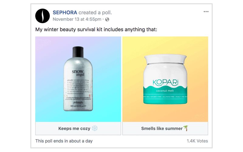 Facebook poll by Sephora