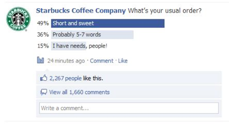 Starbucks creates polls to ask about customer preferences