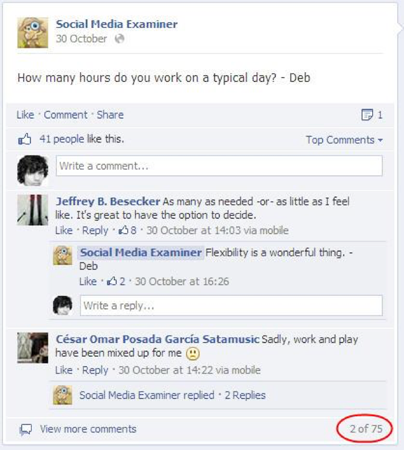 Social Media Examiner asks questions on Facebook to encourage engagement