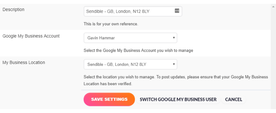 Adding a Google My Business posting service on Sendible