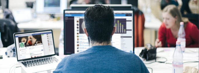 sales person going over marketing data