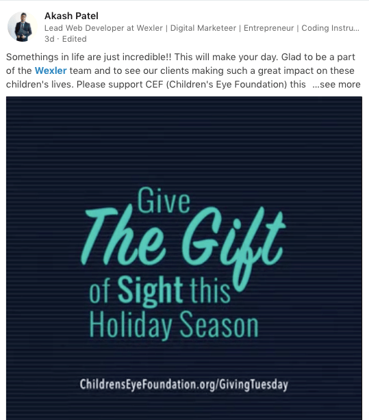 Do good in the holiday season by featuring a charity on LinkedIn