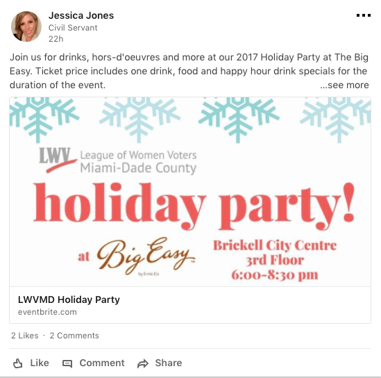 Invite your LinkedIn connections to join a public holiday party