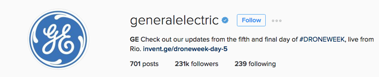 Great example of an Instagram bio