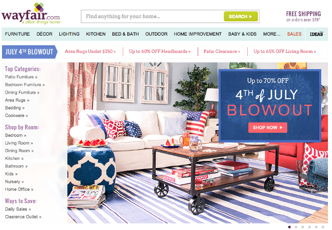 Fourth of July blowout sale at Wayfair