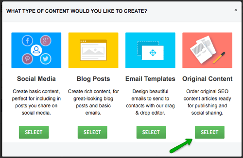 Original content creation via Sendible