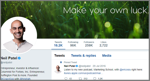 Neil Patel is an influencer in content marketing