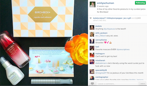 Birchbox inviting an influencer to their social strategy on Instagram