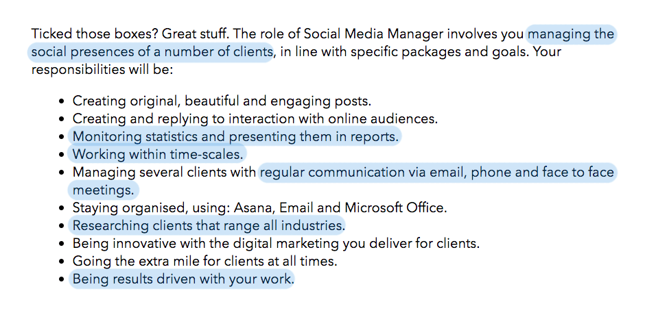 Job advert for a social media manager role for Giraffe