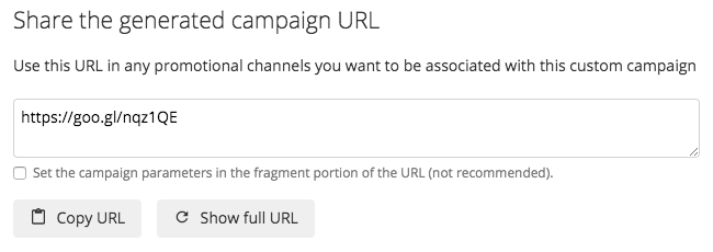 Shortened URL with custom UTM values