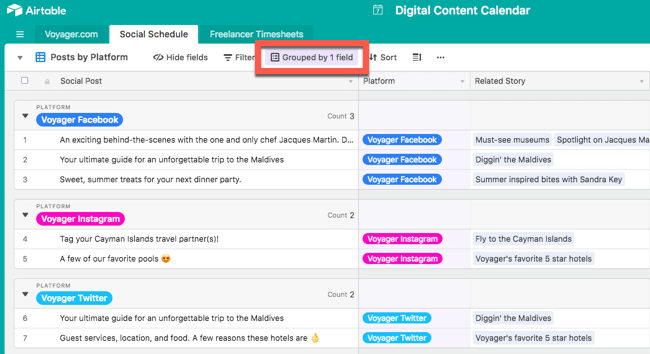 airtable calendar views