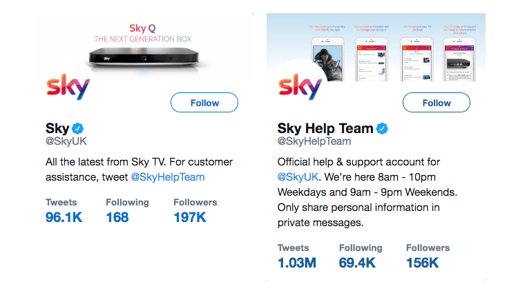 SKY UK Twitter redirection