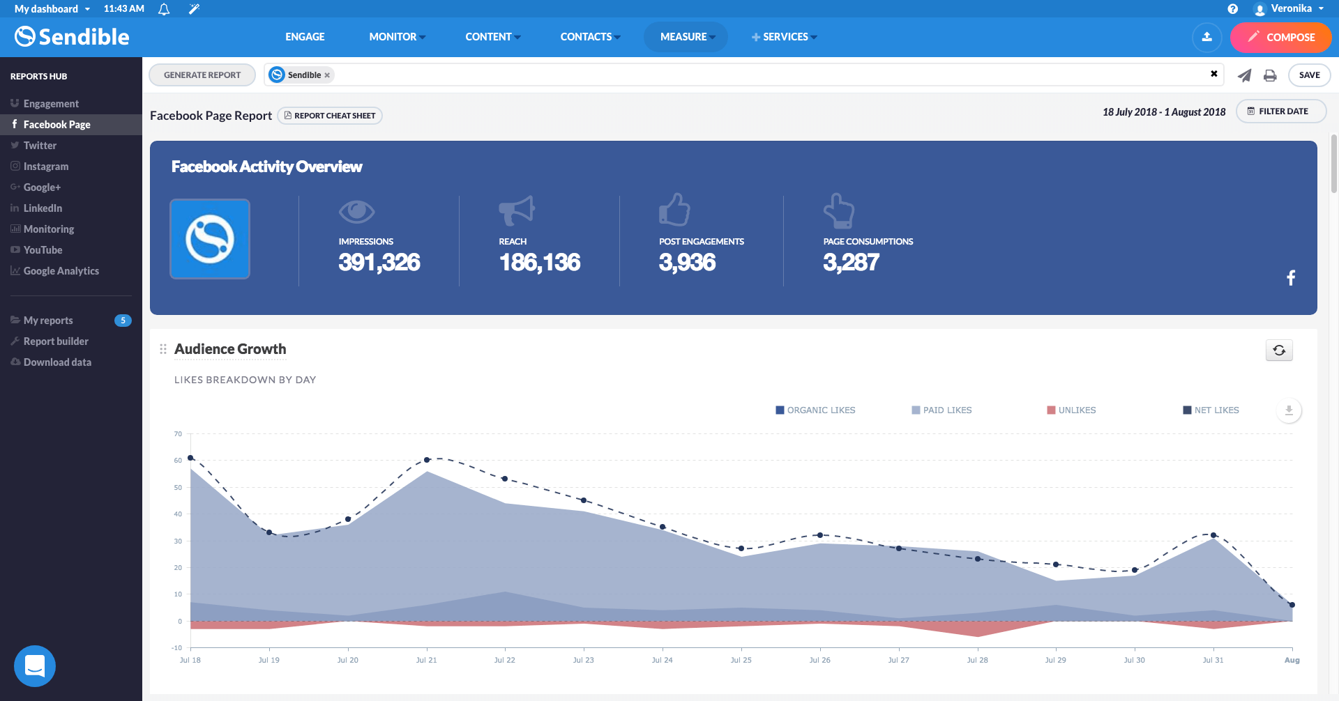 Reports Hub - Facebook Page Report