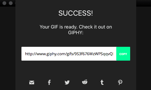 GIPHY Capture app - sharing