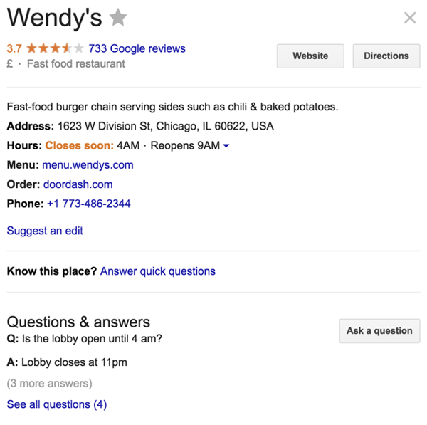 restaurant blog wendys google my-business listing