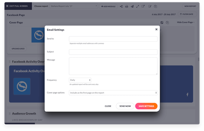 Delivering social media data and reports in Sendible