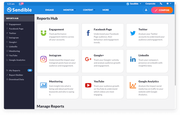 Sendible Reports Hub 