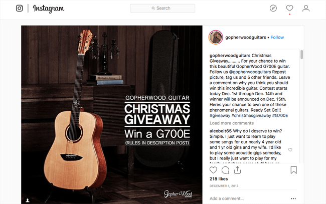 social media experiments guitar giveaway