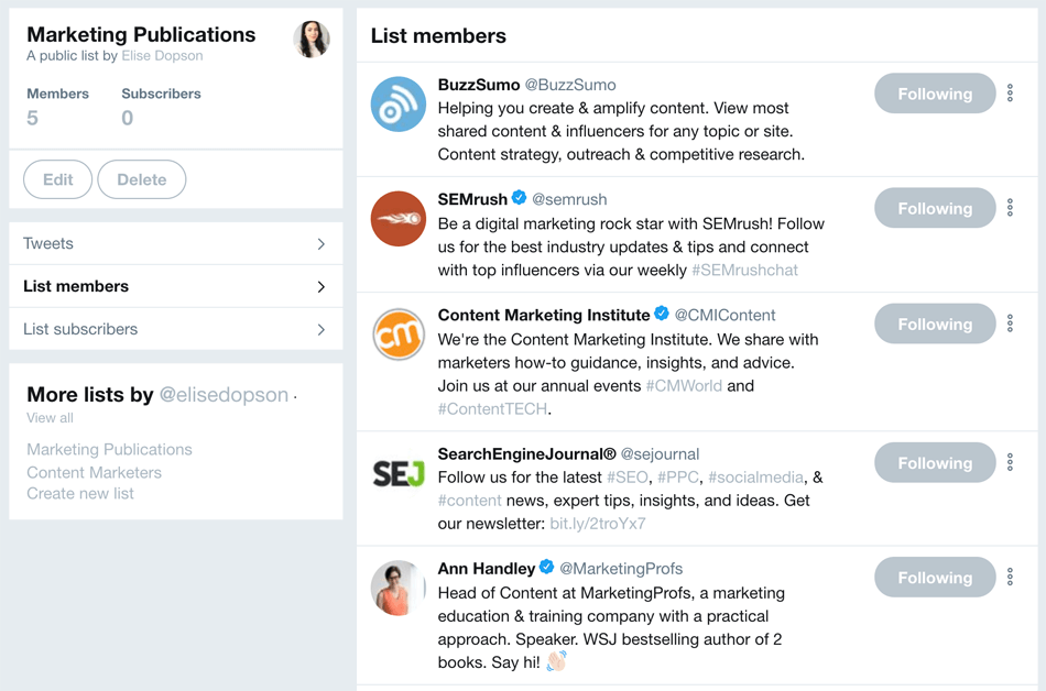 twitter lists for content curation