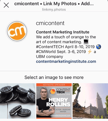 content marketing institute link my photos