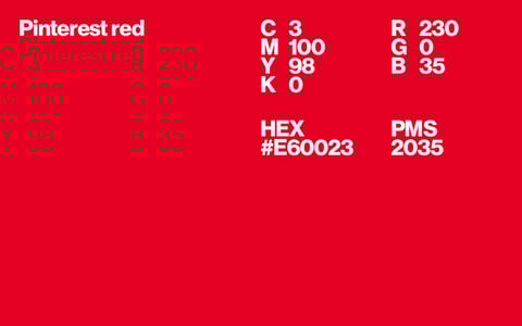 pinterest red colour CMYK RGB and HEX codes