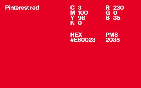 pinterest red colour CMYK RGB and HEX codes