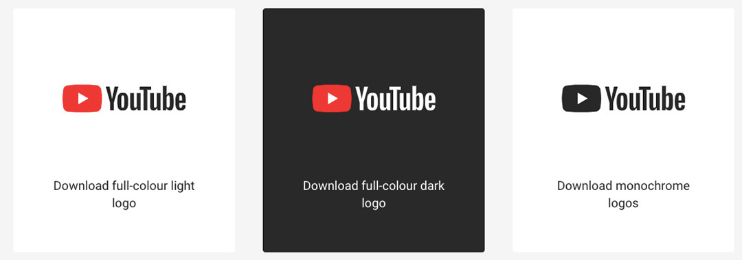 youtube three logos on different backgrounds