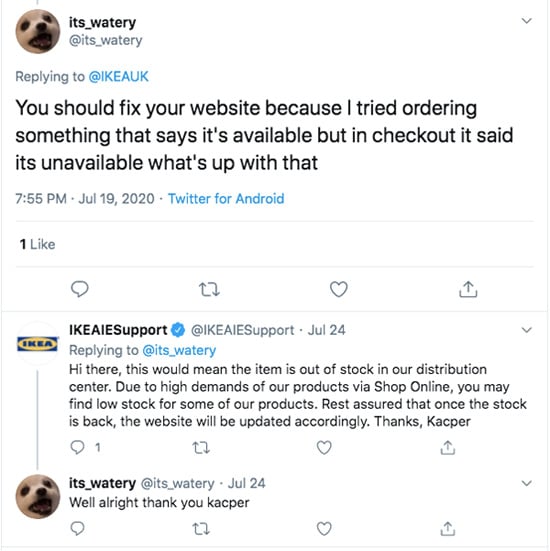 customer complaint on twitter