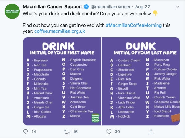 macmillan cancer twitter post