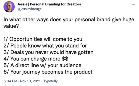 getting more value as a creator by building your personal brand by jessie v breugel
