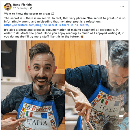 rand fishkin's facebook post about non-existing secrets