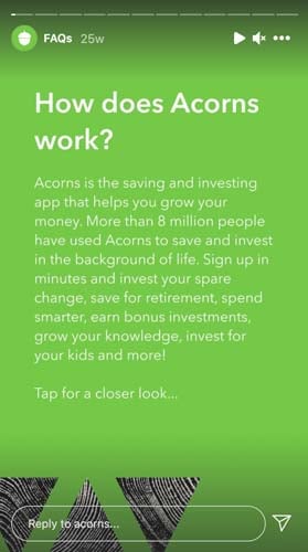 acorns instagram story