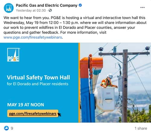 pacific gas and electricity event