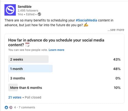 sendible linkedin poll