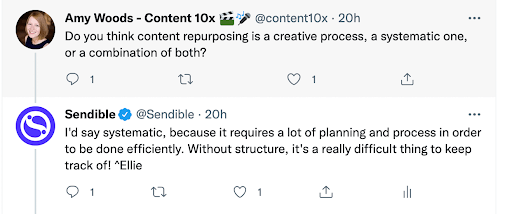 sendible twitter thread on repurposing content