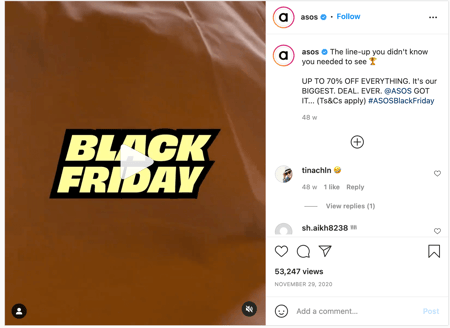 black friday social media asos