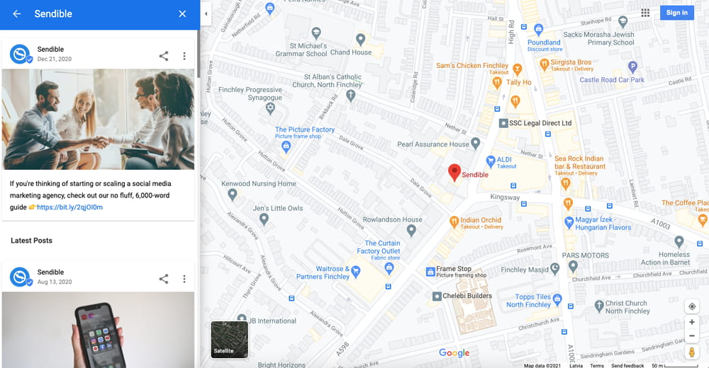 google my business posts preview in google maps