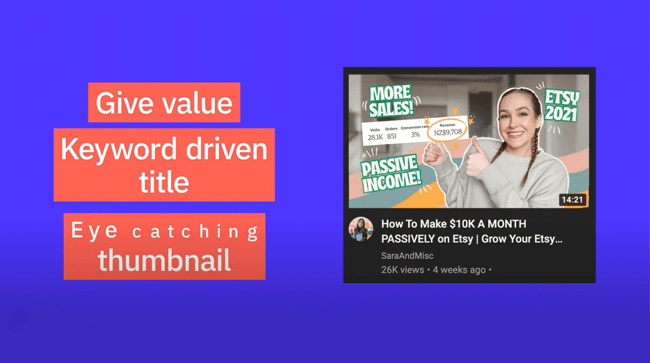 Successful Youtube videos should give value, have a keyword driven title, and an eye catching thumbnail