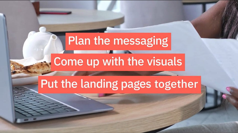 Plan the messaging, come up with the visuals, put the landing pages together. These are the three things you need to do once you've planned out the dates and topics for the upcoming social media posts.